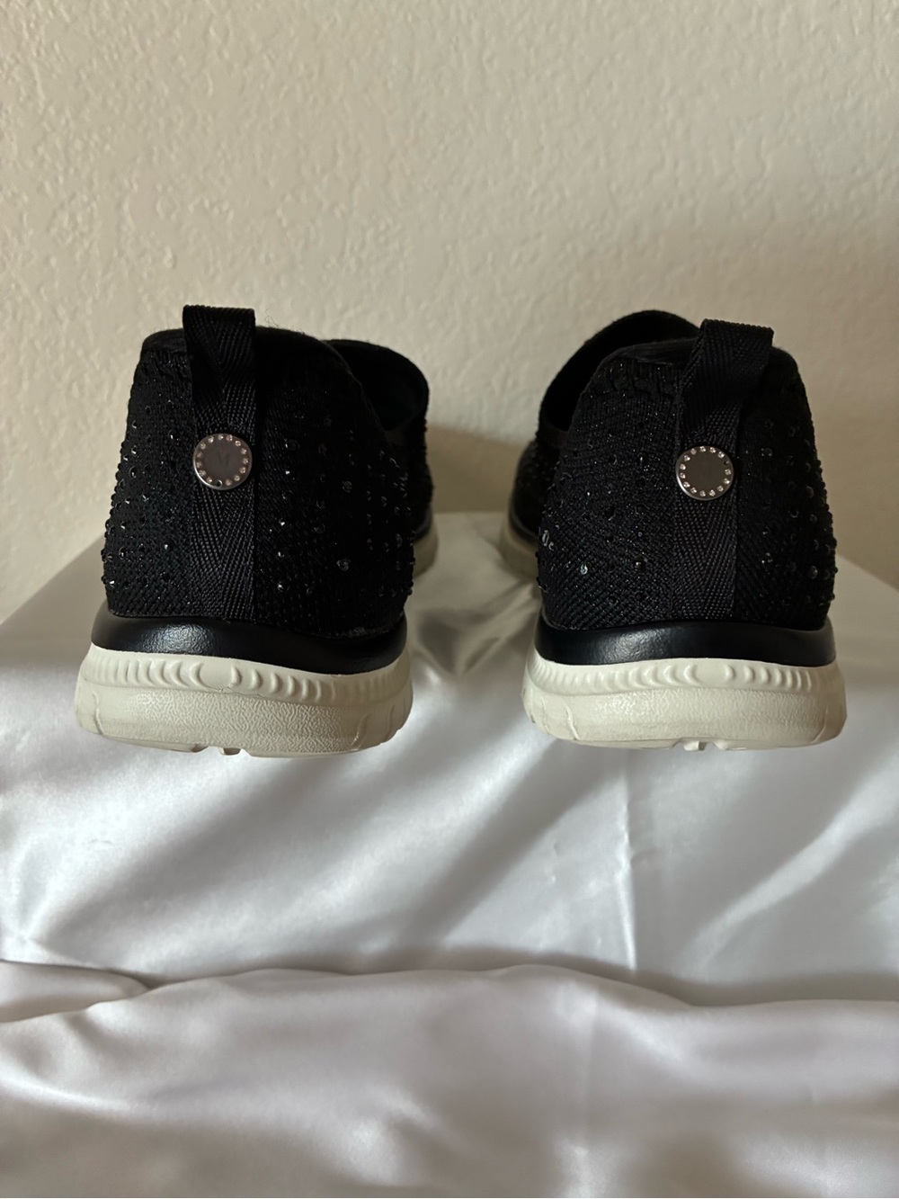 Skechers Black Slip-On Knit Sneakers with Sparkle Studs - Picture 4 of 5